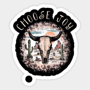 Choose Joy Bull Skull Desert Sticker